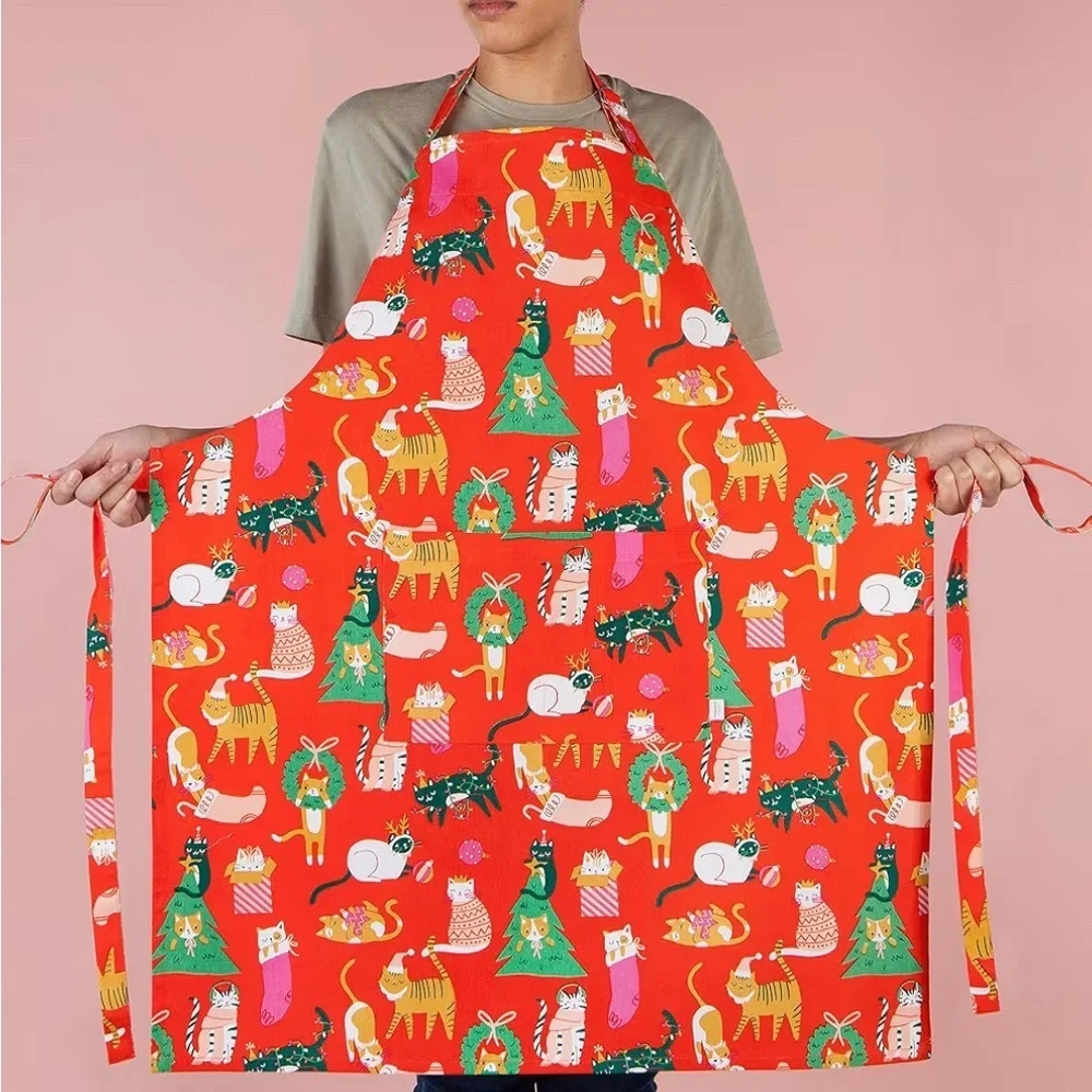 : : DANICA JUBILEE 100% Cotton Cat Print Holiday Apron : :